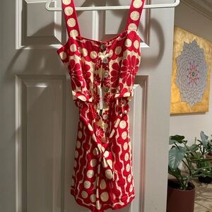 Red and Cream Floral Women's Dress